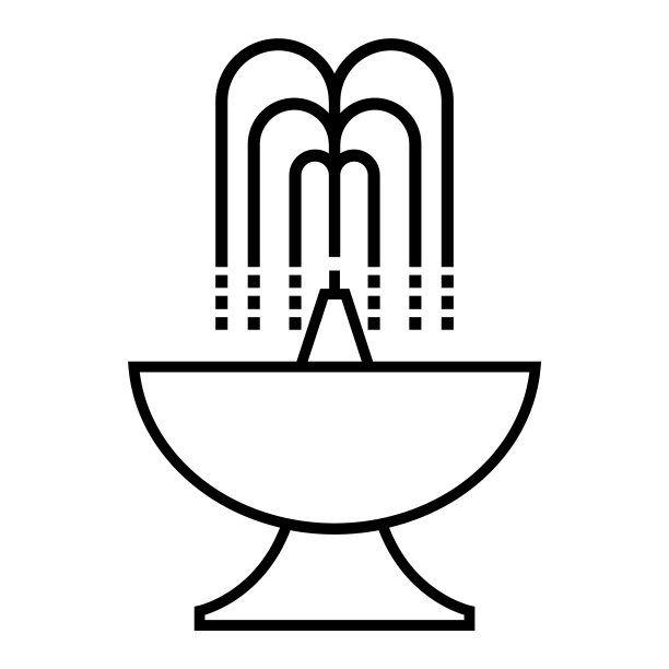 喷泉线图标，矢量标志孤立在白色背景上图片下载