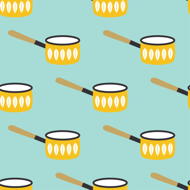 无缝图案与平底锅，炊具背景图片下载