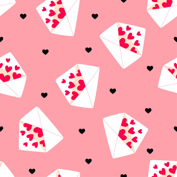 无缝图案情人节与信封图片下载