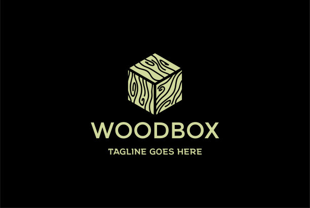 简单的木材木制立方体盒子方形标志设计矢量图片下载