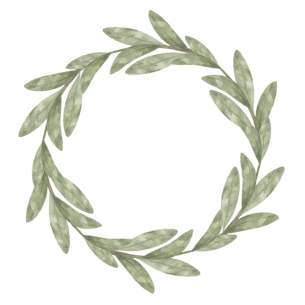 水彩绿色橄榄叶花环图片下载