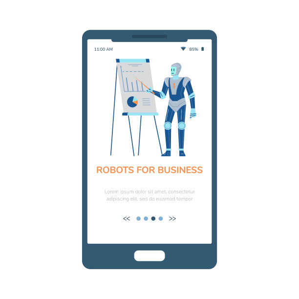 机器人商务登板移动页面模板，平面矢量插图。图片下载