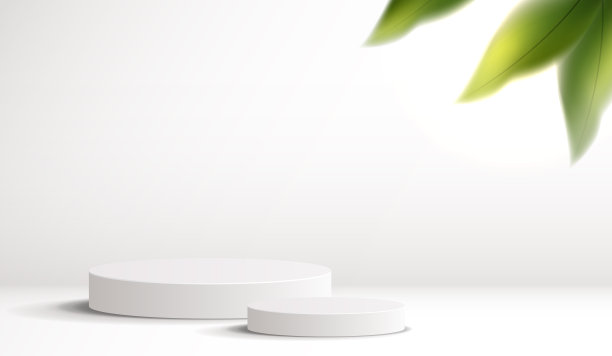 化妆品在背景和高级讲台上展示产品的介绍，品牌和包装。自然产品展示的舞台背景。矢量设计图片下载