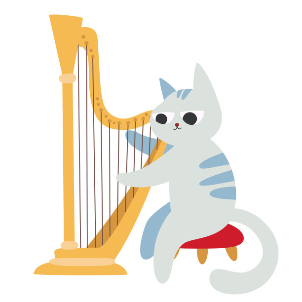 猫弹竖琴图片下载