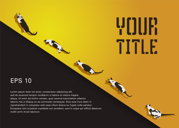 暹罗猫平面设计文件。带有文本和标签线的对角复合模板图片下载