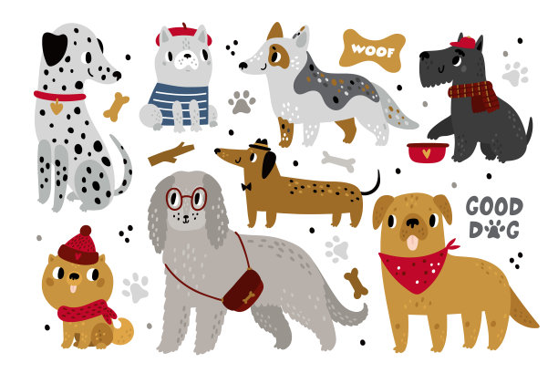 可爱的狗，有趣的孩子，家养动物，快乐的宠物图片下载