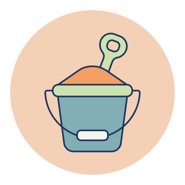 沙桶和铲平孤立的图标夏天图片下载