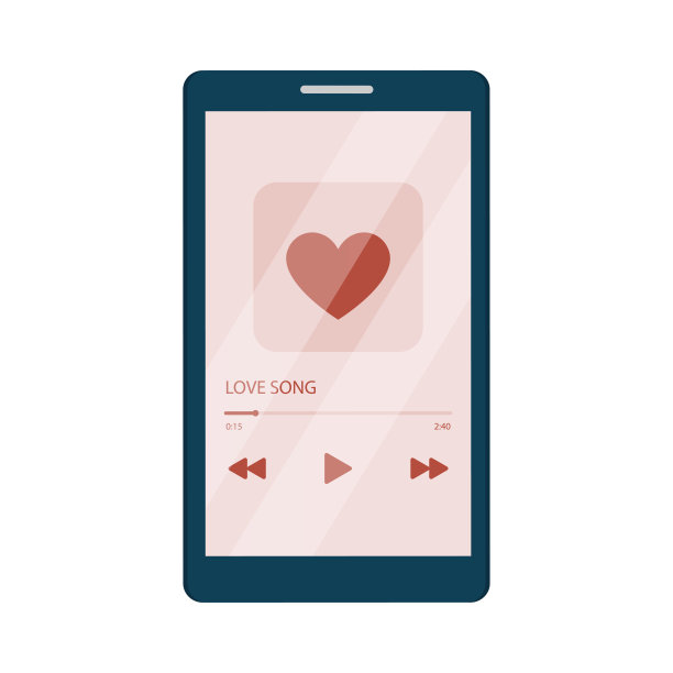 爱的歌。手机屏幕上的音乐播放器。矢量插图在平面卡通风格。图片下载