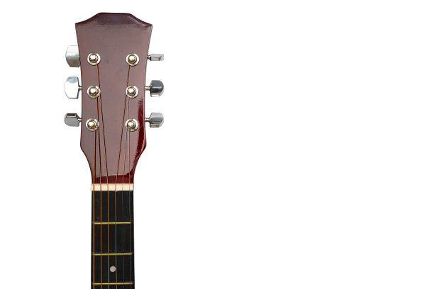 原声吉他白色背景，吉他体图案是木纹图片下载