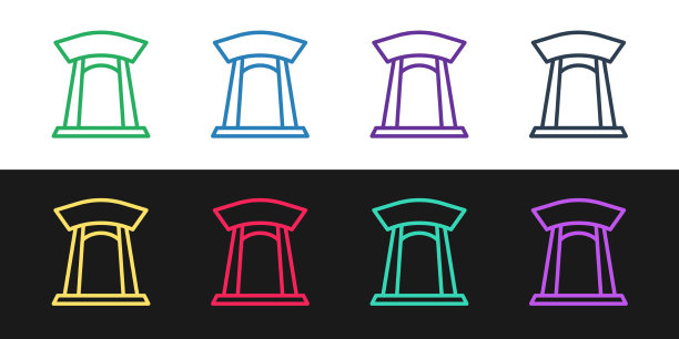 设置行韩文传统门图标孤立上图片下载