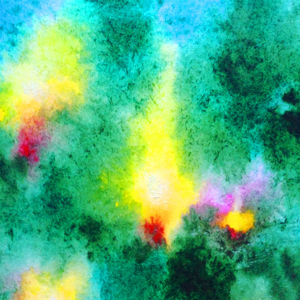 水彩彩色明亮纹理抽象背景手工制作。圣诞节。优雅的圣诞树上装饰着球和蜡烛图片下载