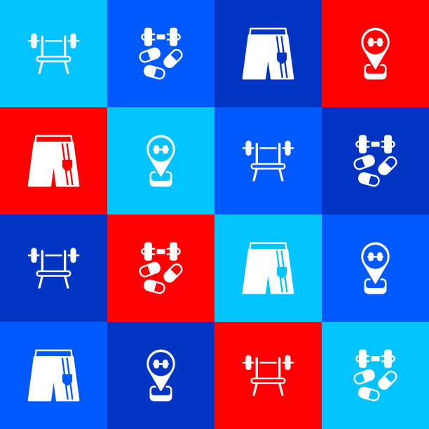 用杠铃设置板凳，用体育兴奋剂设置哑铃图片下载