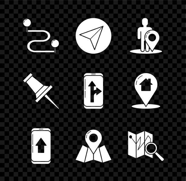 设置路线位置，纸飞机，人的轮廓地图标记，信息图形城市地图导航，折叠，推销和图标。向量图片下载