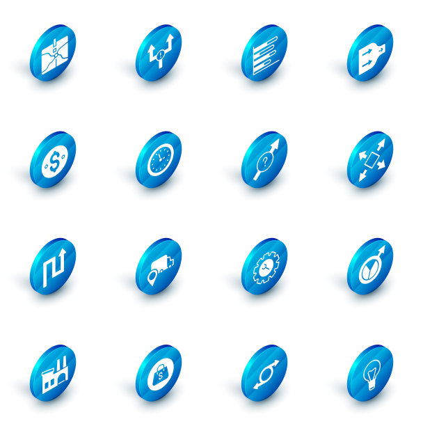 设置箭头，饼图信息图，美元符号，时钟，多种方向箭头和图标。向量图片下载