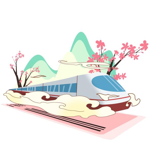 春节回家春运高铁花朵火车图片下载