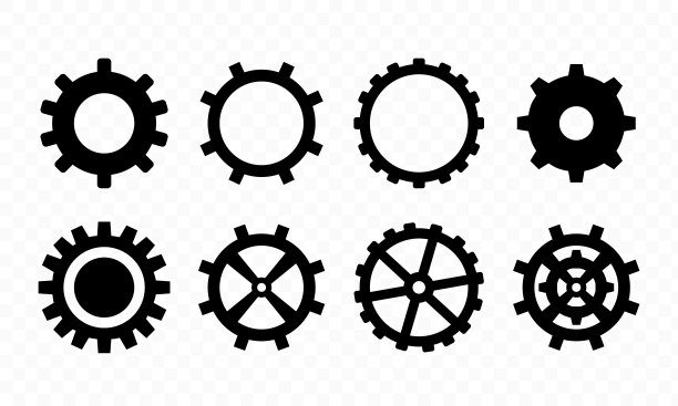齿轮图标集。设置标志。标志，网页，应用程序的简单符号。矢量线图标的业务和广告图片下载