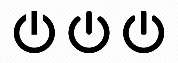 电源按钮图标集开启、关闭按钮用于商业和广告的矢量线条图标图片下载