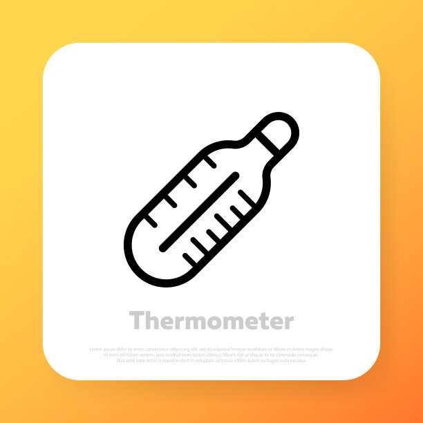 温度计图标。测量温度。预防。卫生保健的概念。矢量线图标的业务和广告图片下载