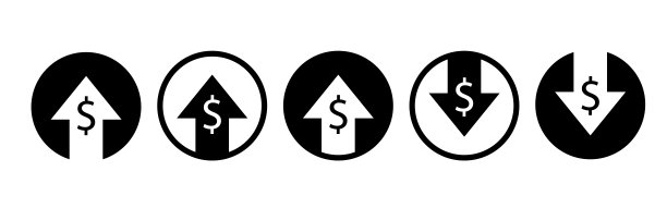 钱涨了又跌。金融图形。矢量线图标的业务和广告图片下载