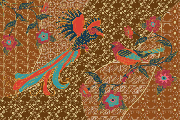 亚洲传统花鸟蜡染图片下载