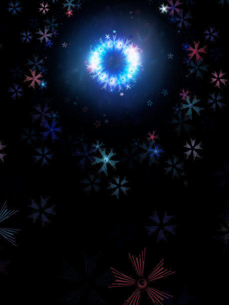 蓝色发光花环圣诞抽象卡片模板图片下载