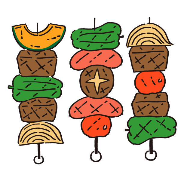 蔬菜和肉串，烧烤图片下载