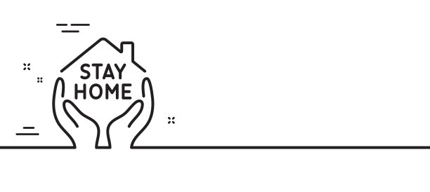 居家线路图标冠状病毒大流行图片下载