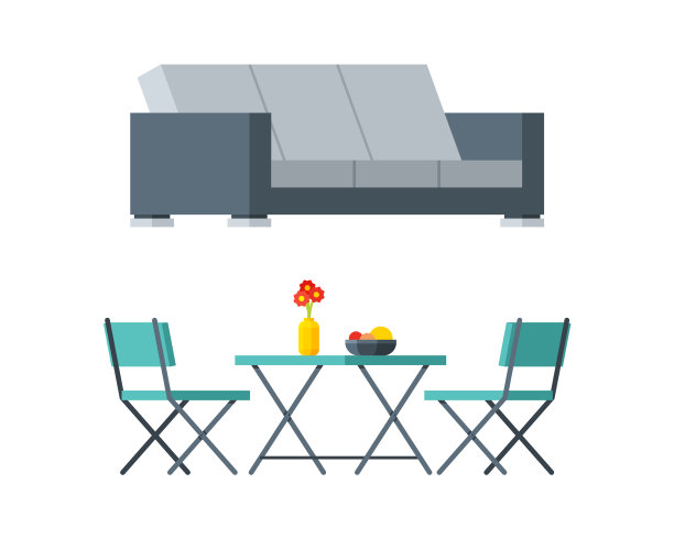 花园桌与椅子和沙发作为休息室图片下载