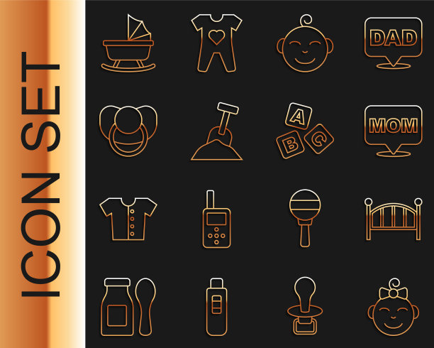 设置线小女孩头婴儿床摇篮床图片下载