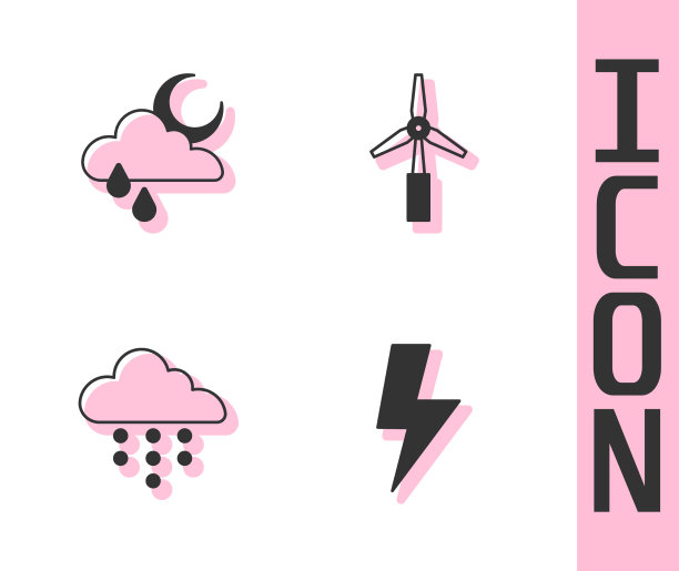 集闪电云与雨与月图片下载