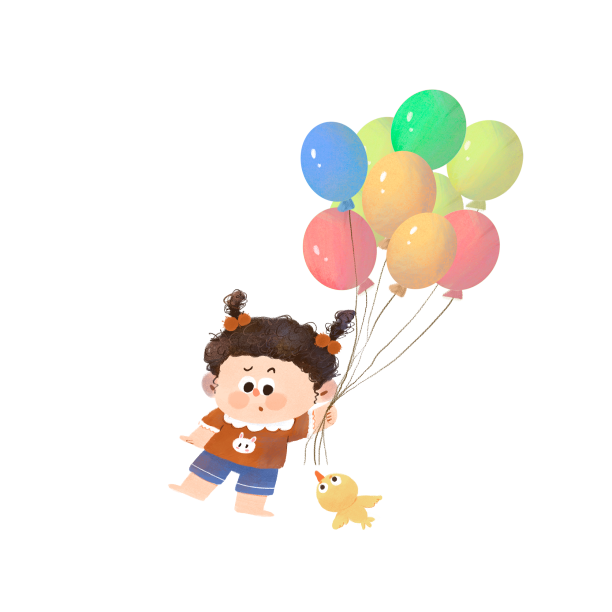 女孩抓住一束气球飞走了可爱图片下载