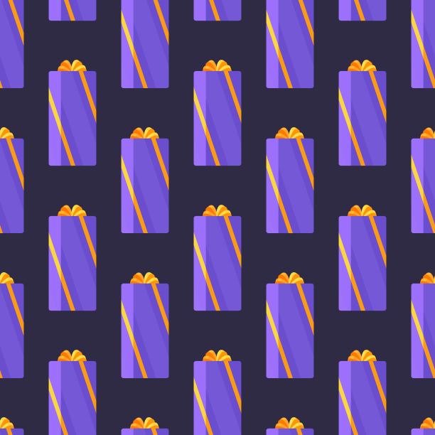 向量插图的礼物模式。紫色的包装纸。图片下载