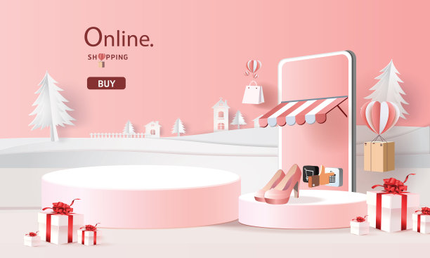 网上购物电话促销电子商务。素材图片