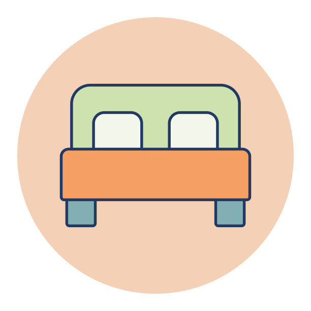 双人床平面矢量图标图片下载