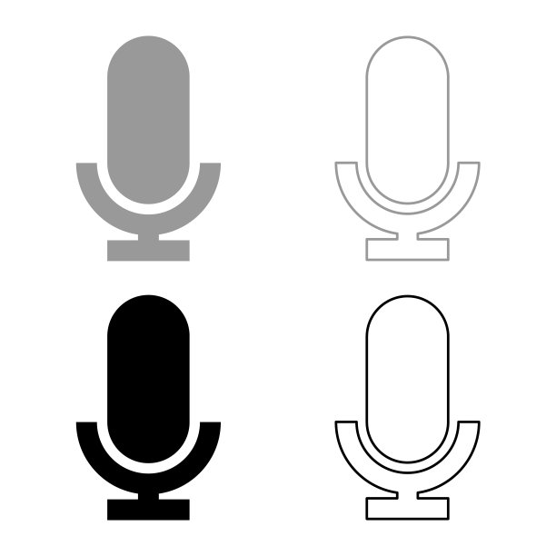 麦克风设置图标灰色黑色颜色矢量插图图像平面风格固体填充轮廓轮廓线薄图片下载