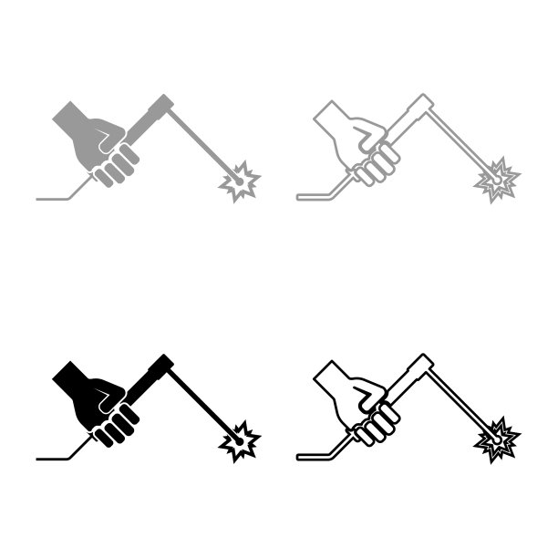 焊机手持焊枪焊机套图标灰色黑色矢量插图图像平面风格实心填充轮廓轮廓线细图片下载