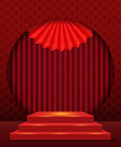 矢量中国新年插图与舞台和亚洲元素图片下载