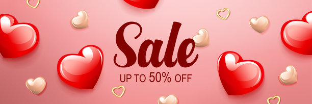 情人节，用红色构成一套五彩斑斓的华丽心图片下载