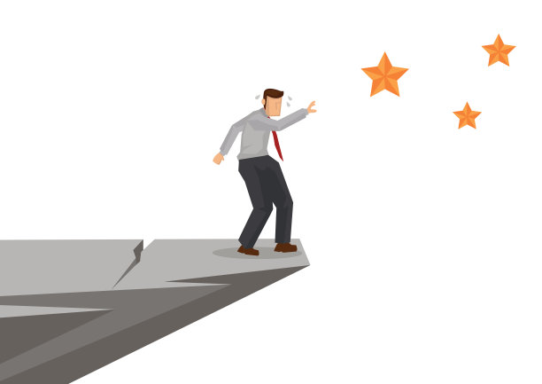 商人伸手去摘悬崖上的星星。图片下载