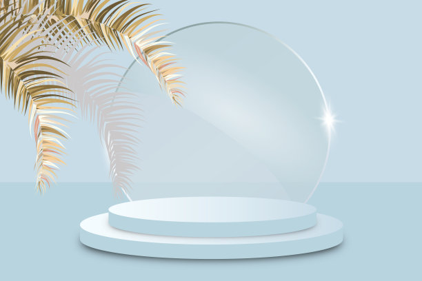 背景矢量3d蓝色渲染与舞台产品和最小的蓝色墙壁场景图片下载