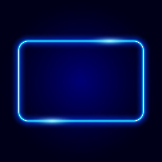 蓝色霓虹灯框架上的黑色背景，矢量插图。图片下载