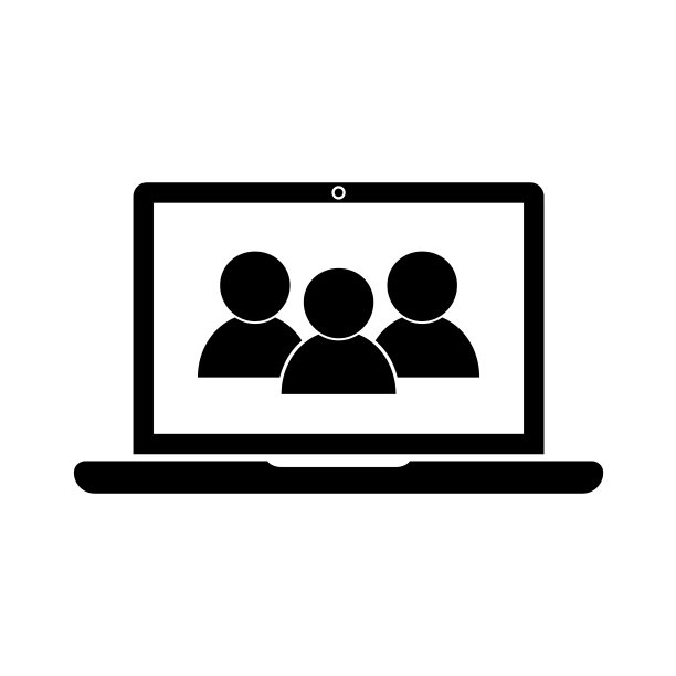 笔记本电脑用户图标矢量，群组通讯符号。图片下载
