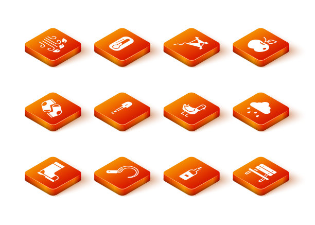 设置防水胶靴，镰刀，袜子，铲子，酒瓶，鸽子，凳子和云与雨的图标。向量图片下载