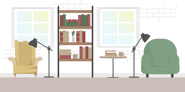 现代舒适的客厅内饰家具，窗户和书籍图片下载