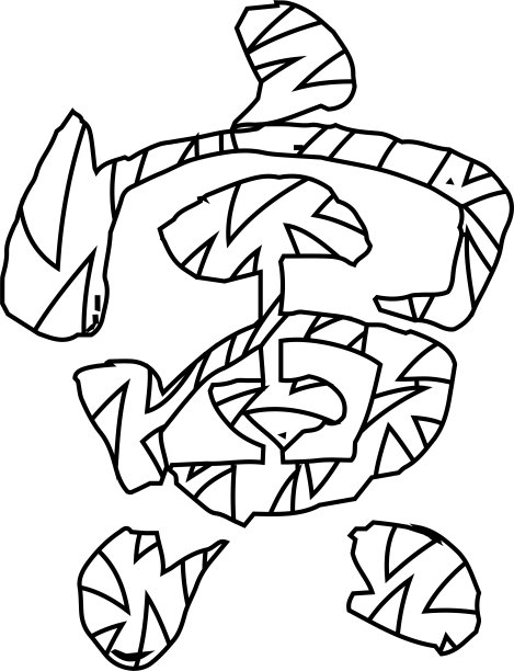 单色虎年图案虎年汉字贺年卡片图片下载