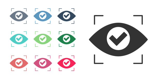 黑眼睛扫描图标孤立在白色背景上。扫描的眼睛。安全检查的象征。网络标志。设置图标丰富多彩。向量图片下载