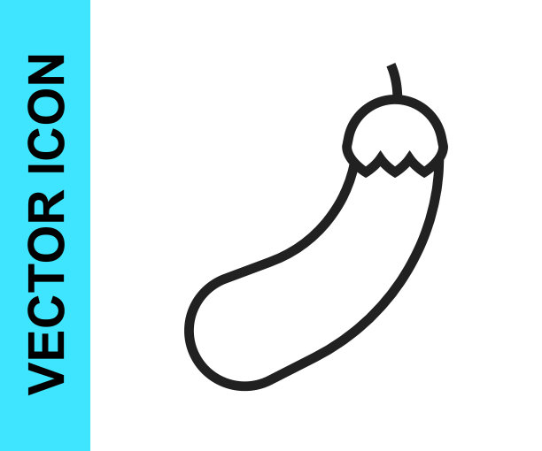 黑色线茄子图标孤立在白色背景上。向量图片下载