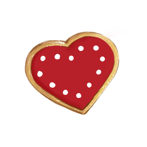 圣诞甜点。红心姜饼，孤立在白色背景上图片下载