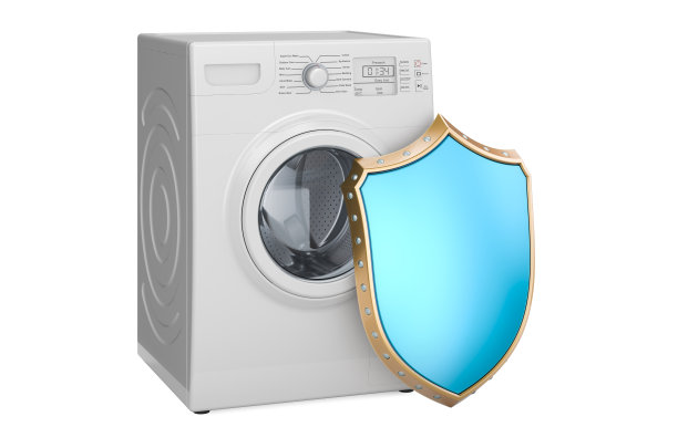 带防护罩的洗衣机。三维渲染图片下载