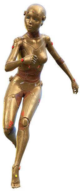 3D渲染女性机器人在白色图片下载